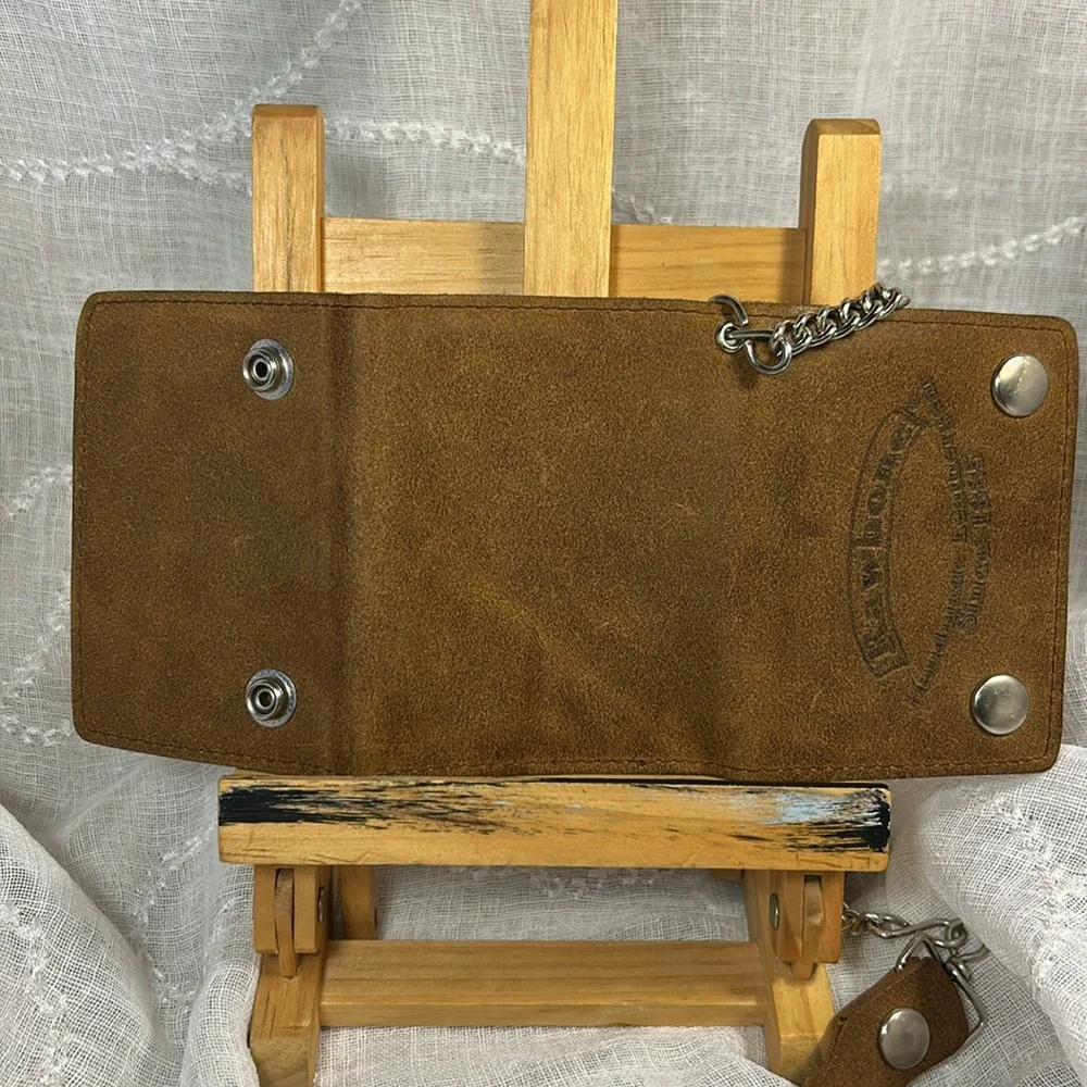 NWT Rawbone handmade trifold wallet with chain